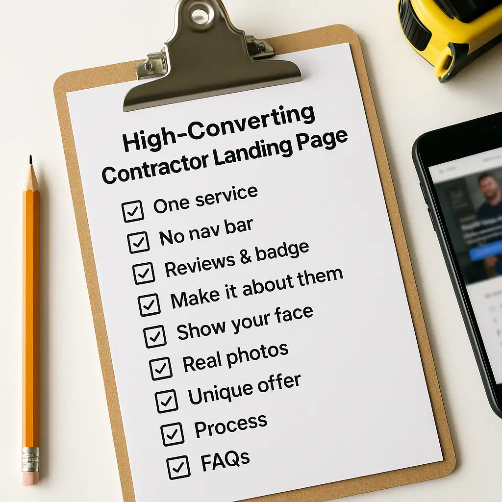 High-Converting Contractor Landing Page for google ppc ads grpahic