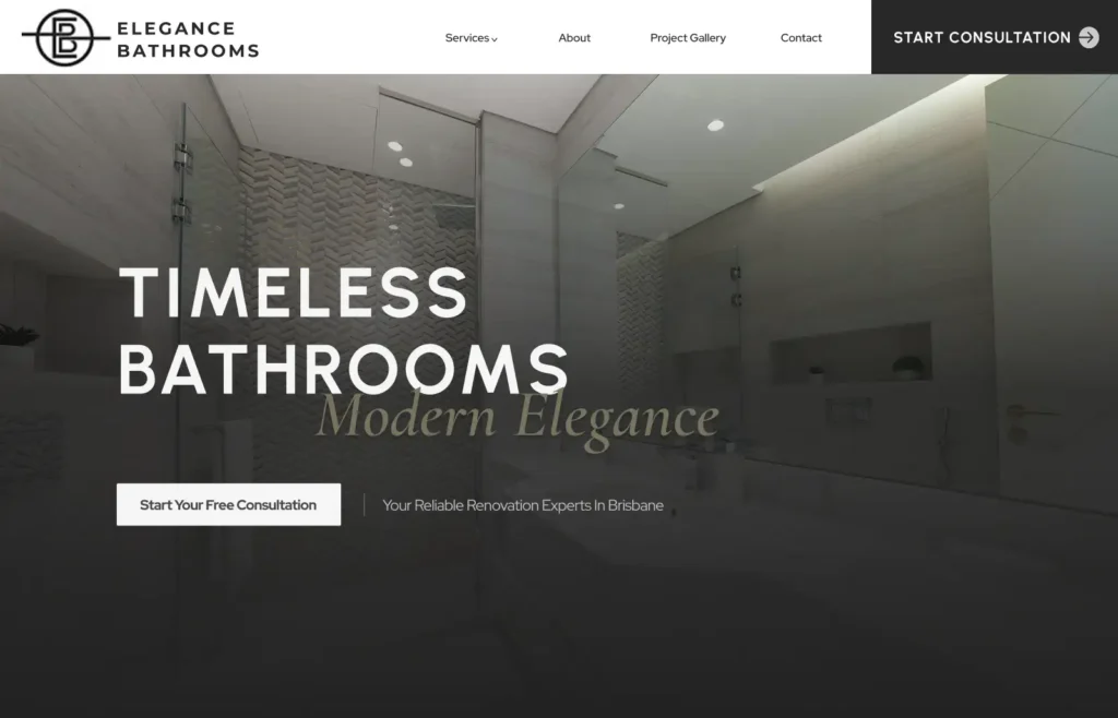elegance bathrooms web design examples