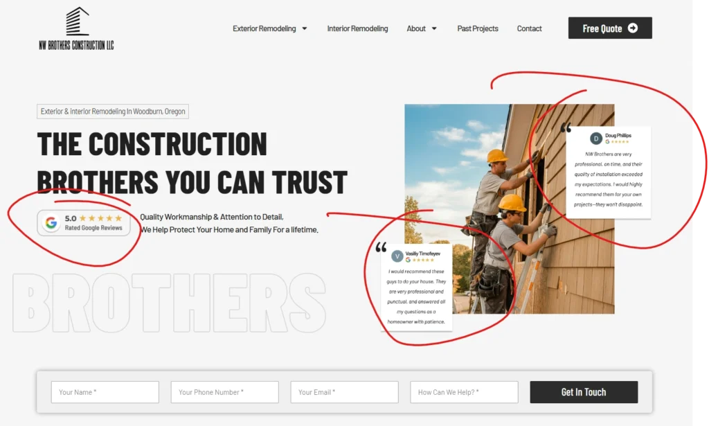 showing trust badges and review sgraphic